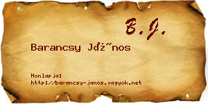 Barancsy János névjegykártya